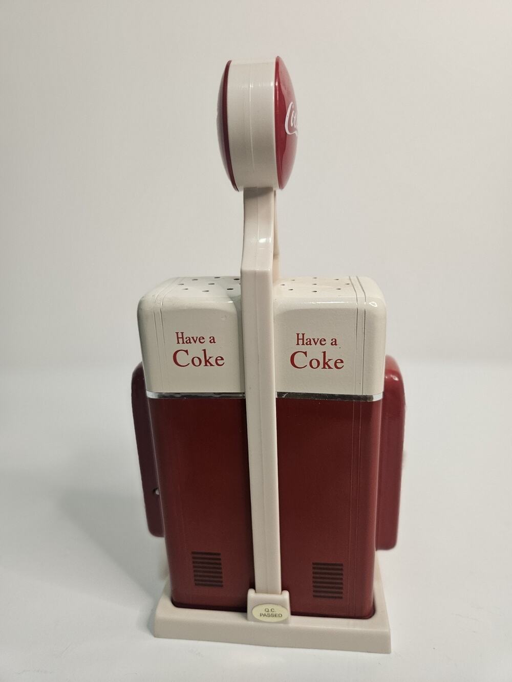 Vintage 1993 Coca-Cola Gas Pump Salt & Pepper Shaker Set w/ Holder Coke